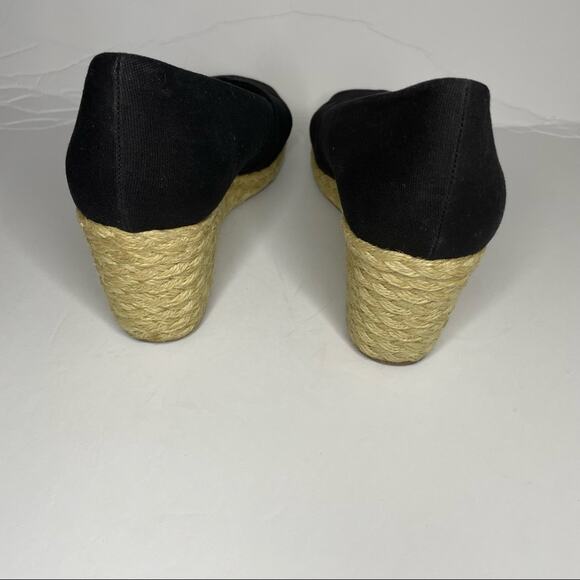 CHAPS Canvas Espadrille Wedge Womens Size 9 1/2 Black Summer Minimalist Sandal - Picture 3 of 7